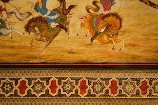 Detailed Persian miniature painting and marquetries